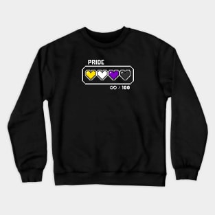 Non-binary Pride Videogame Life Bar Hearts Crewneck Sweatshirt